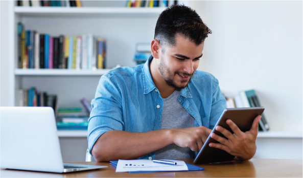 A man learning Arabic language by attending a course