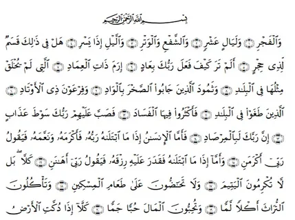 surah al fajr